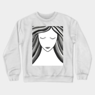 Empowered Lady in Black With Flowing Hair Crewneck Sweatshirt